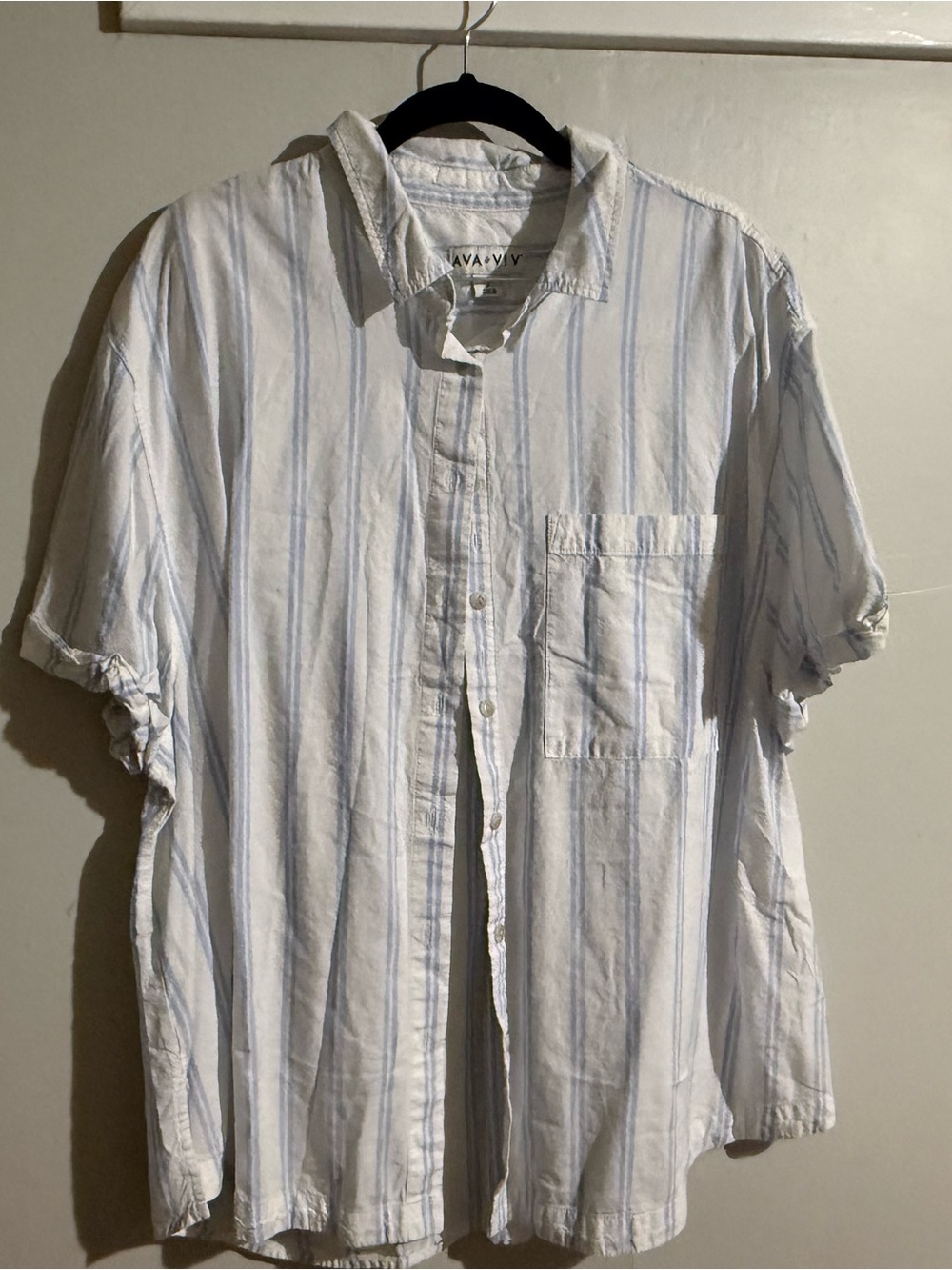 Ava & Viv White and Light Blue Striped Button-Down Shirt